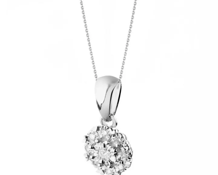 Zawieszka z białego złota z diamentami - 0,05 ct - próba 585