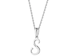 Zawieszka z białego złota z diamentem - litera S - 0,004 ct - próba 585