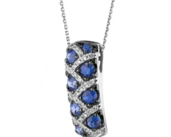 Zawieszka z białego złota z brylantami i szafirami - próba 585