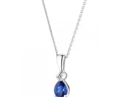 Zawieszka z białego złota z diamentem i szafirem syntetycznym - próba 375