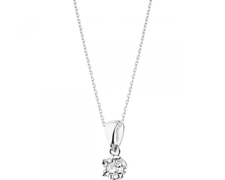 Zawieszka z białego złota z brylantem - 0,05 ct - próba 375