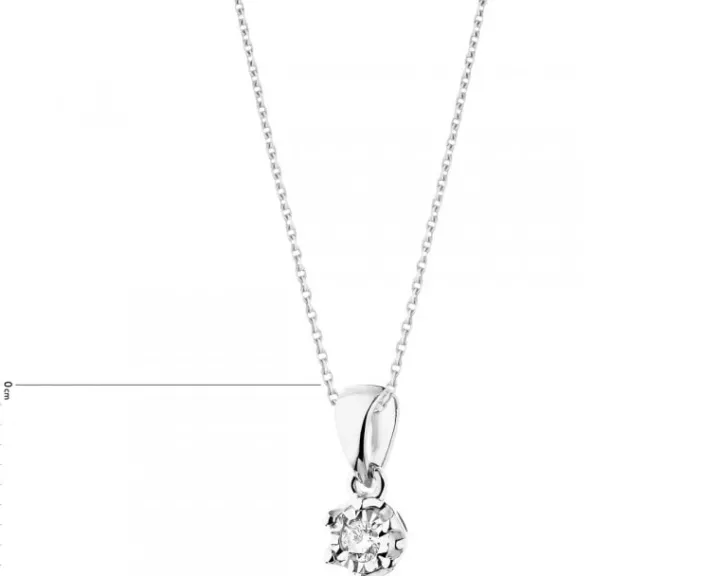 Zawieszka z białego złota z brylantem - 0,05 ct - próba 375