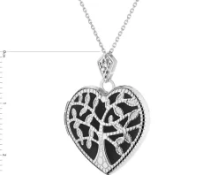 Zawieszka z białego złota z diamentem - puzderko - serce, drzewko - 0,005 ct - próba 585