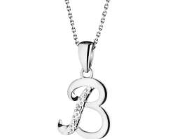 Zawieszka z białego złota z diamentem - litera B - 0,003 ct - próba 585