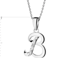 Zawieszka z białego złota z diamentem - litera B - 0,003 ct - próba 585