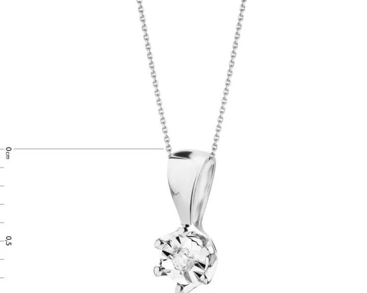 Zawieszka z białego złota z brylantem - 0,01 ct - próba 375