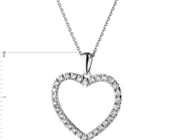 Zawieszka z białego złota z brylantami - serce - 0,33 ct - próba 585