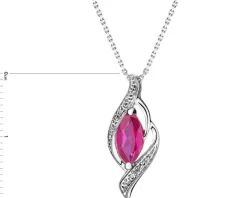 Zawieszka z białego złota z diamentami i rubinem syntetycznym - próba 375