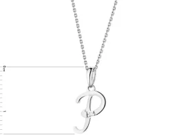 Zawieszka z białego złota z diamentem - litera P - 0,004 ct - próba 585