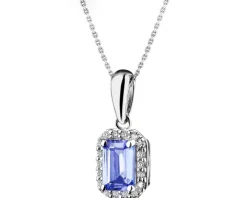 Zawieszka z białego złota z diamentami i tanzanitem - próba 585