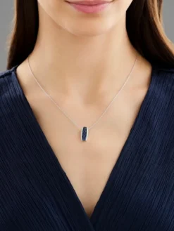 Zawieszka z białego złota z brylantami i szafirami - próba 585