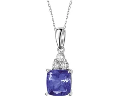 Zawieszka z  białego złota z brylantami i tanzanitem - próba 585