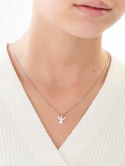 Zawieszka z białego złota z diamentem - aniołek - 0,003 ct - próba 375