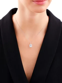 Zawieszka z białego złota z diamentami i topazem Sky Blue - próba 585