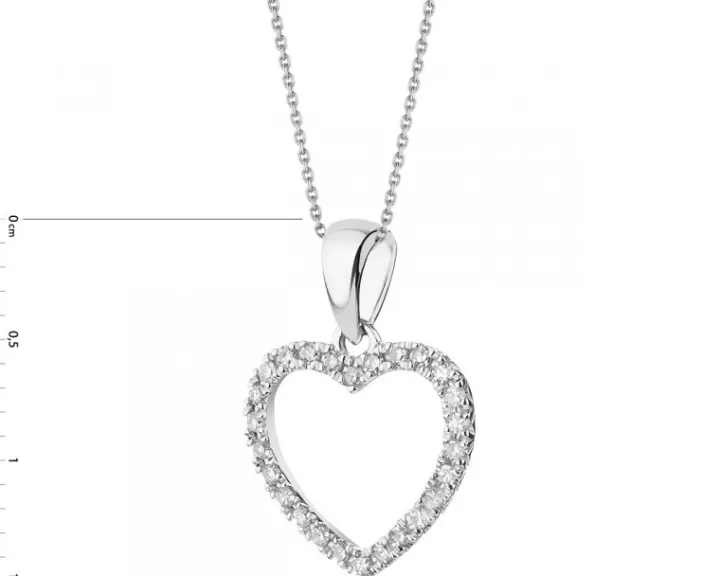 Zawieszka z białego złota z diamentami - serce - 0,10 ct - próba 585