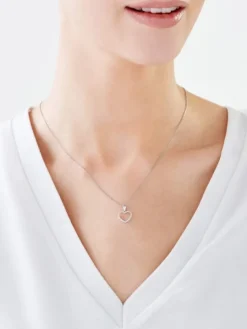 Zawieszka z białego złota z diamentami - serce - 0,10 ct - próba 585