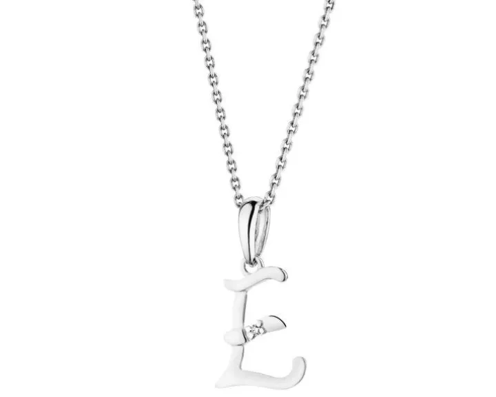 Zawieszka z białego złota z diamentem - litera E - 0,004 ct - próba 585