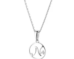 Zawieszka z białego złota z diamentem - litera N - 0,003 ct - próba 585