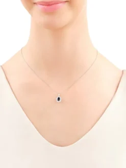 Zawieszka z białego złota z brylantami i szafirem - próba 585