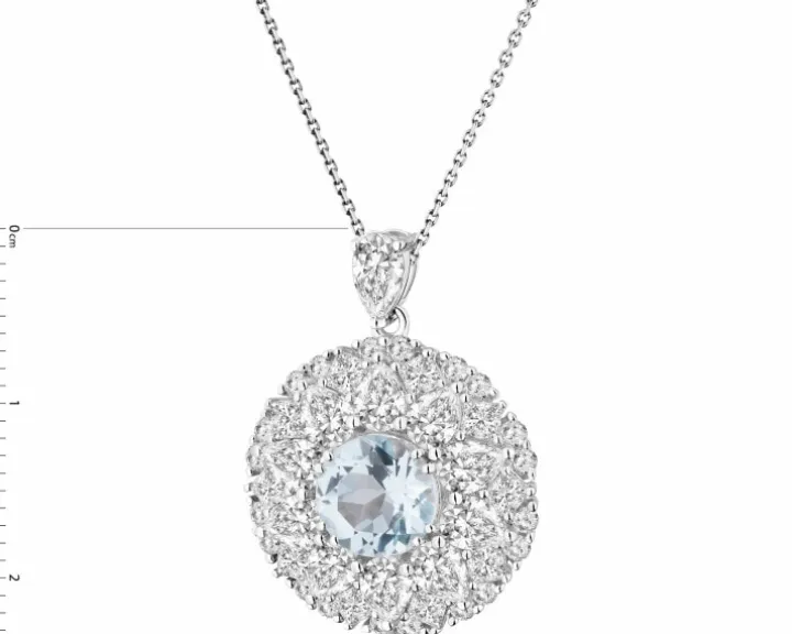 Zawieszka z białego złota z brylantami i topazami - próba 585