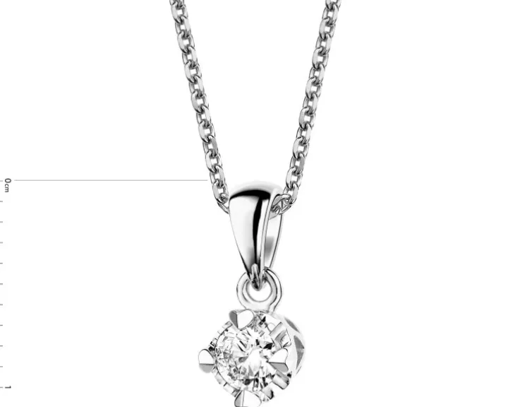 Zawieszka z białego złota z brylantem - serca - 0,16 ct - próba 585