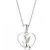 Zawieszka z białego złota z diamentem - aniołek, serce - 0,003 ct - próba 375