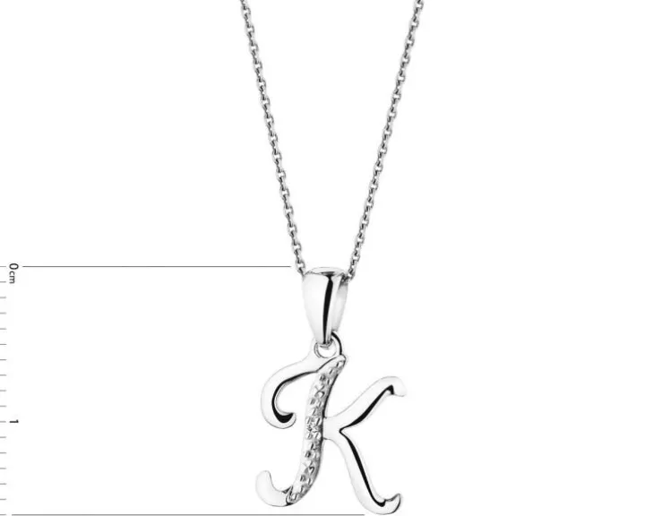 Zawieszka z białego złota z diamentem - litera K - 0,003 ct - próba 585