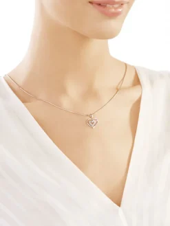 Zawieszka z białego złota z diamentami - serca - 0,02 ct - próba 585