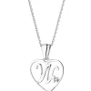 Zawieszka z białego złota z diamentem – litera W, serce - 0,005 ct - próba 585
