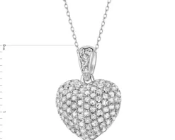 Zawieszka z białego złota z diamentami - serce - 0,36 ct - próba 585