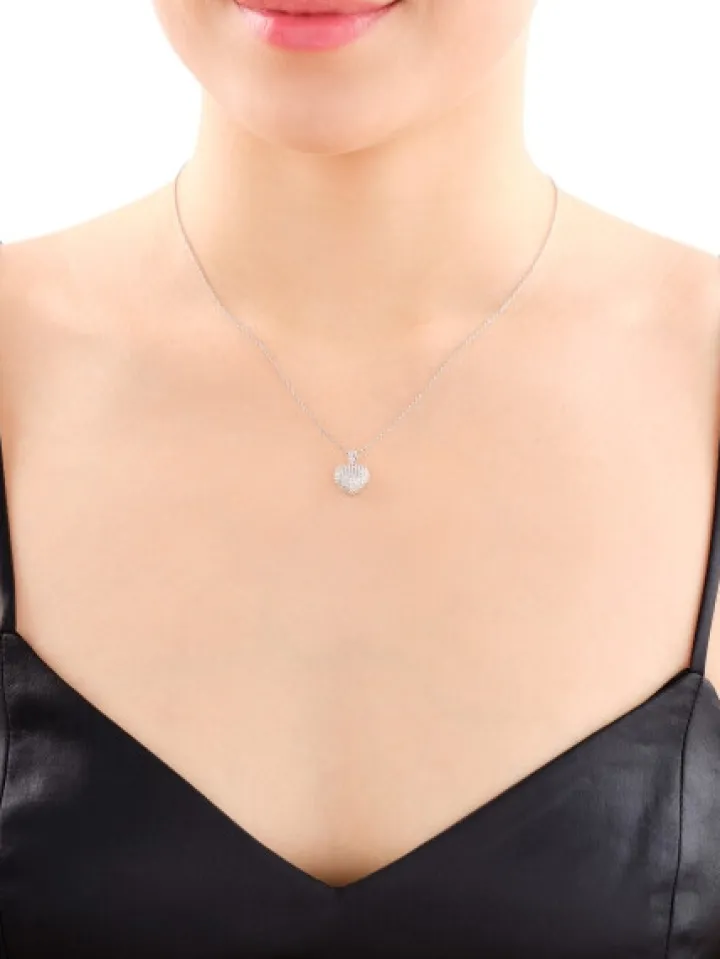 Zawieszka z białego złota z diamentami - serce - 0,36 ct - próba 585