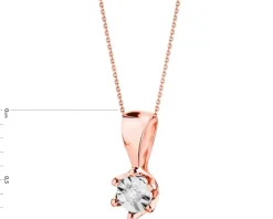 Zawieszka z różowego  i białego złota z brylantem - 0,01 ct - próba 375