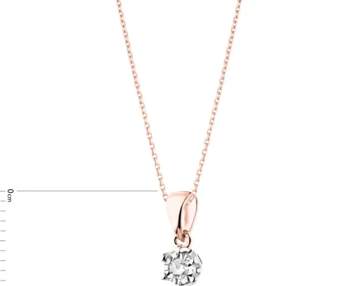 Zawieszka z różowego i białego złota z brylantem - 0,05 ct - próba 585