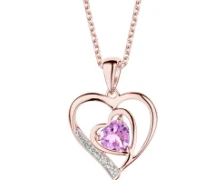 Zawieszka z różowego złota z diamentem i ametystem - próba 375