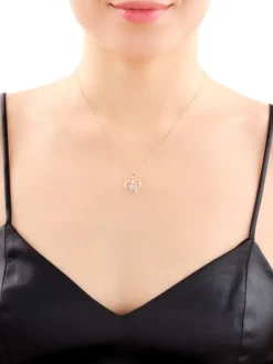 Zawieszka z różowego złota z diamentem i ametystem - próba 375