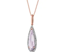 Zawieszka z różowego złota z diamentami i ametystem - próba 585