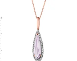 Zawieszka z różowego złota z diamentami i ametystem - próba 585