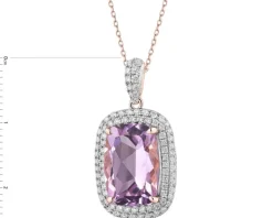 Zawieszka z różowego złota z brylantami i ametystem - próba 585