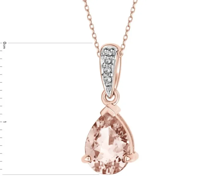 Zawieszka z różowego złota z diamentami i morganitem - próba 585