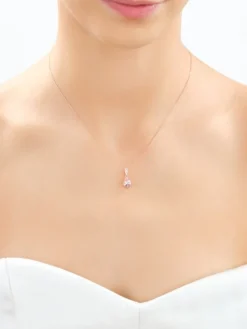 Zawieszka z różowego złota z diamentami i morganitem - próba 585