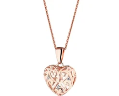 Zawieszka z różowego złota z diamentami - serce - 0,008 ct - próba 375