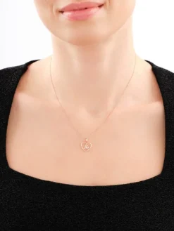 Zawieszka z różowego złota z diamentem - litera K, serce - 0,005 ct - próba 375