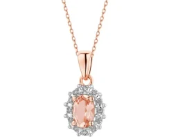 Zawieszka z różowego złota z diamentami i morganitem - próba 585