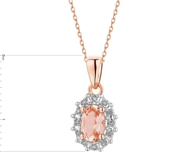Zawieszka z różowego złota z diamentami i morganitem - próba 585