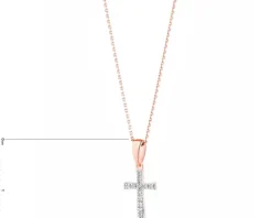 Zawieszka z różowego złota z diamentami - krzyż - 0,02 ct - próba 585