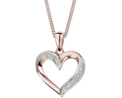 Zawieszka z różowego złota z diamentami - serce - 0,01 ct - próba 585