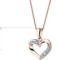 Zawieszka z różowego złota z diamentami - serce - 0,01 ct - próba 585