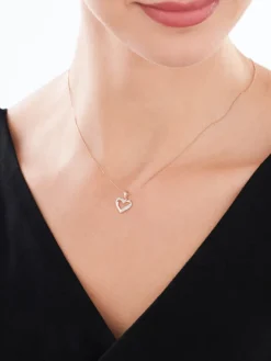 Zawieszka z różowego złota z diamentami - serce - 0,01 ct - próba 585