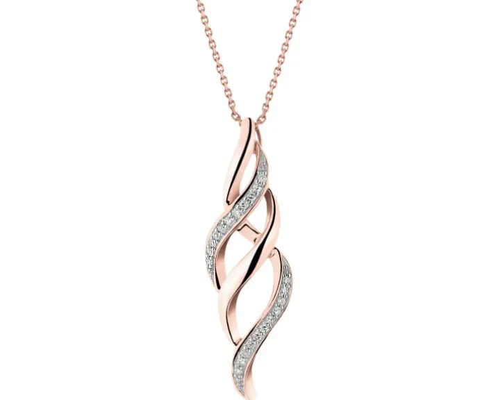 Zawieszka z różowego złota z diamentami - 0,07 ct - próba 585