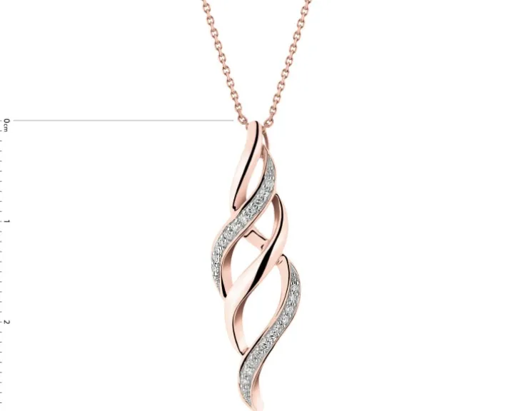 Zawieszka z różowego złota z diamentami - 0,07 ct - próba 585